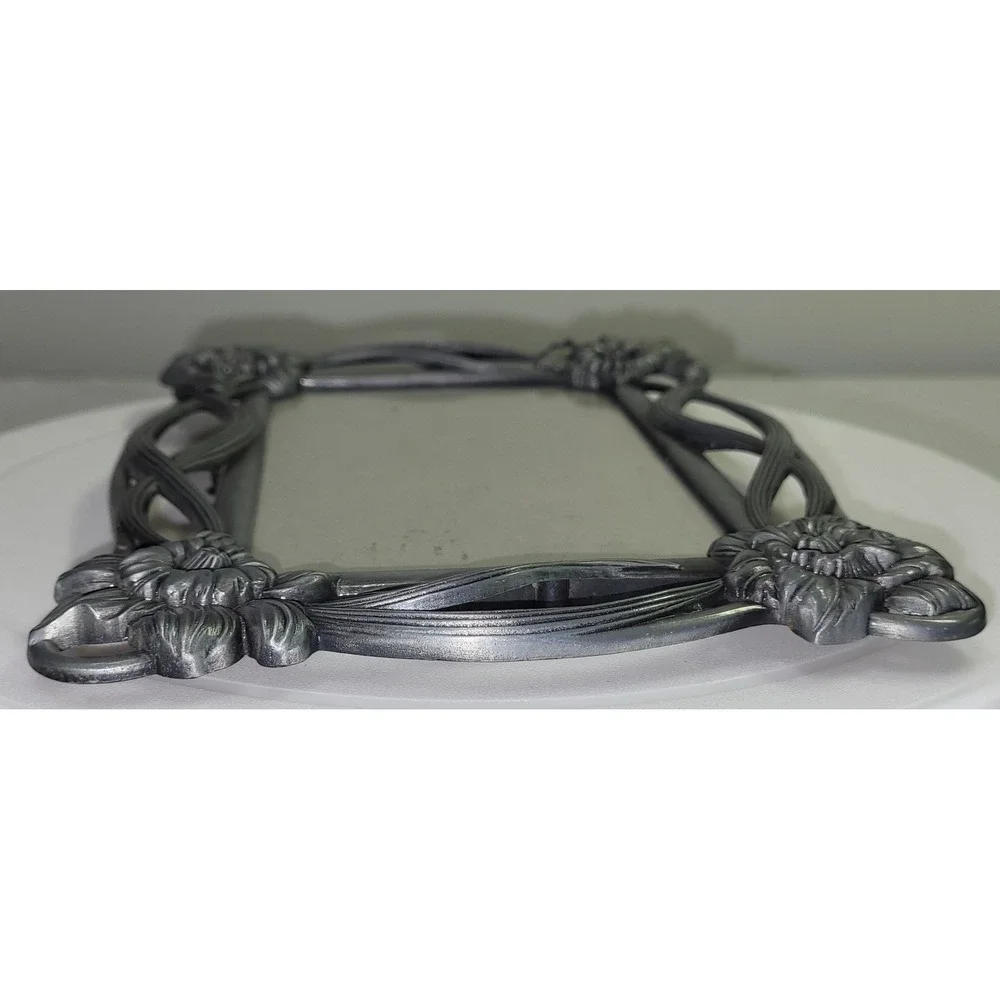 Floral Picture Frame 4x6 Art Nouveau Pewter Silver Tone Vintage